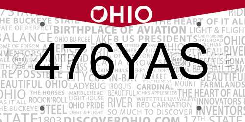 476YAS Ohio License Plate