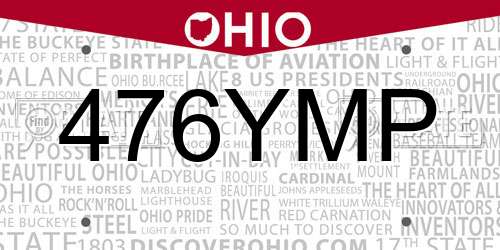 476YMP Ohio License Plate