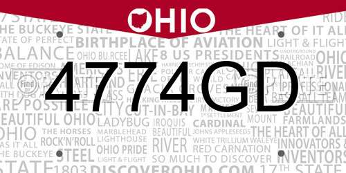 4774GD Ohio License Plate