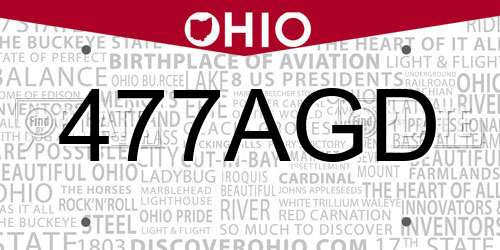 477AGD Ohio License Plate