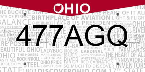 477AGQ Ohio License Plate