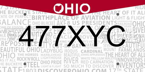 477XYC Ohio License Plate