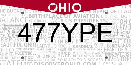 477YPE Ohio License Plate
