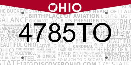 4785TO Ohio License Plate