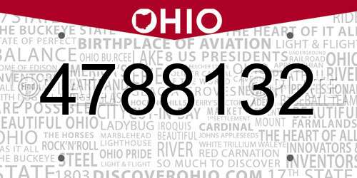 4788132 Ohio License Plate