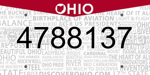 4788137 Ohio License Plate
