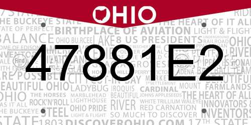 47881E2 Ohio License Plate