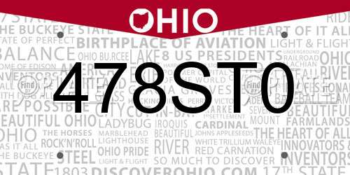478ST0 Ohio License Plate