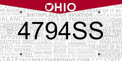 4794SS Ohio License Plate