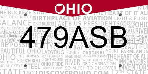 479ASB Ohio License Plate