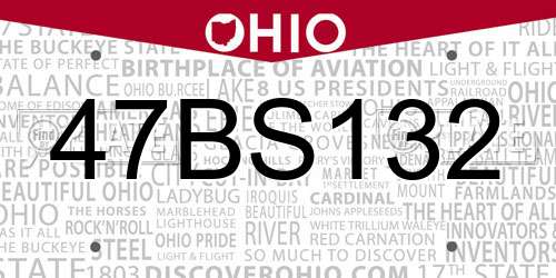 47BS132 Ohio License Plate