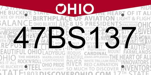 47BS137 Ohio License Plate