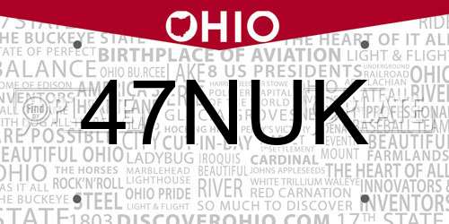 47NUK Ohio License Plate