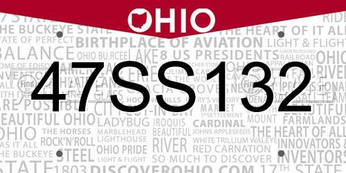 47SS132 Ohio License Plate