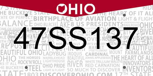 47SS137 Ohio License Plate