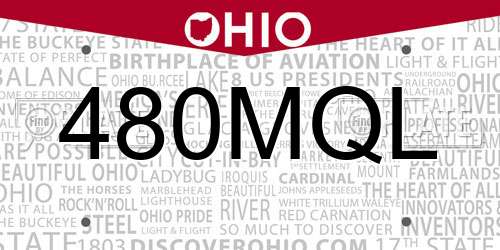 480MQL Ohio License Plate