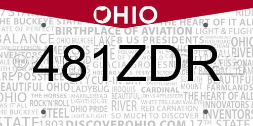 481ZDR Ohio License Plate