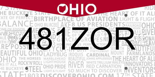 481ZOR Ohio License Plate