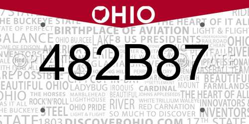 482B87 Ohio License Plate