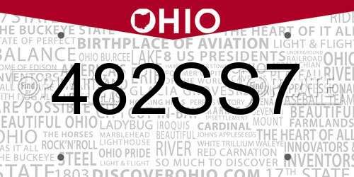 482SS7 Ohio License Plate