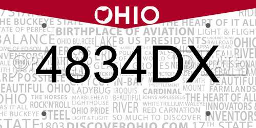 4834DX Ohio License Plate