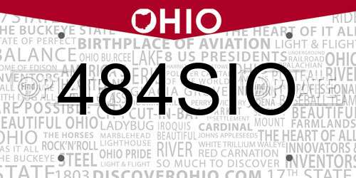 484SIO Ohio License Plate
