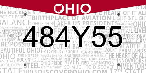 484Y55 Ohio License Plate