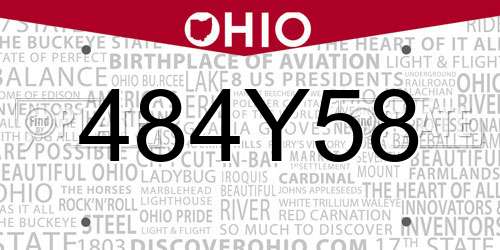 484Y58 Ohio License Plate