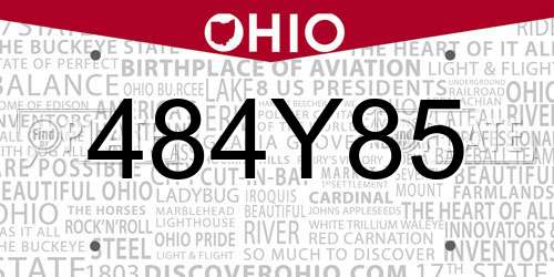 484Y85 Ohio License Plate