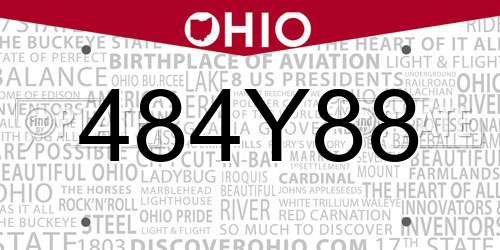 484Y88 Ohio License Plate
