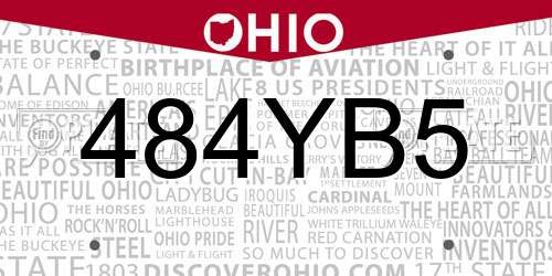 484YB5 Ohio License Plate