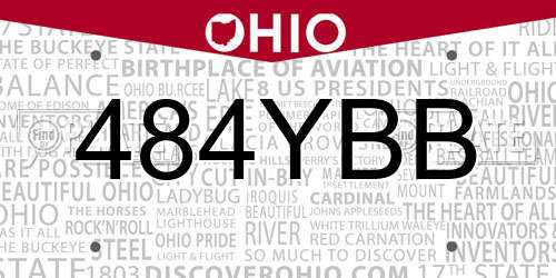 484YBB Ohio License Plate