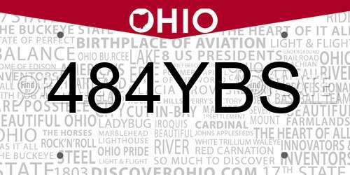484YBS Ohio License Plate