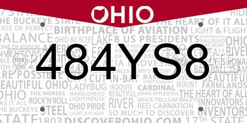484YS8 Ohio License Plate