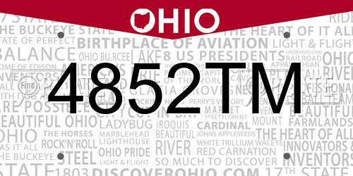 4852TM Ohio License Plate