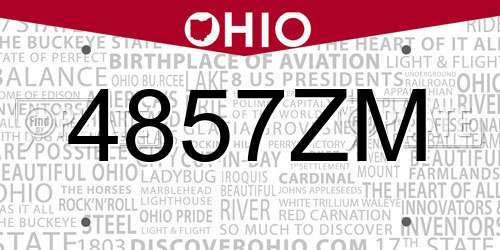 4857ZM Ohio License Plate