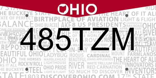 485TZM Ohio License Plate