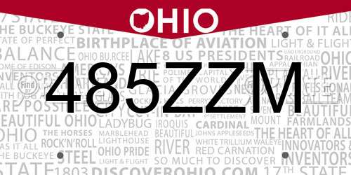 485ZZM Ohio License Plate