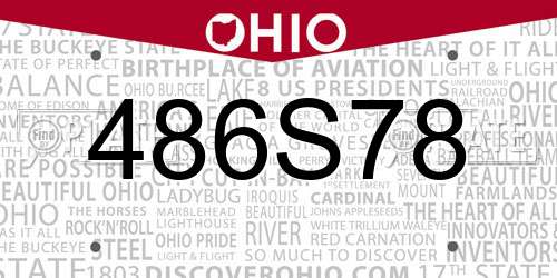 486S78 Ohio License Plate