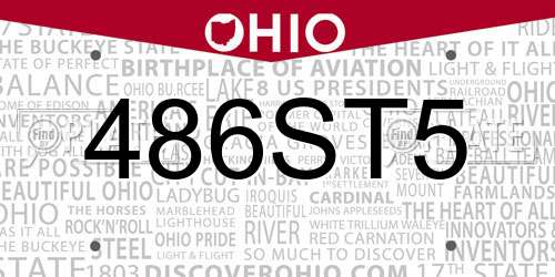 486ST5 Ohio License Plate