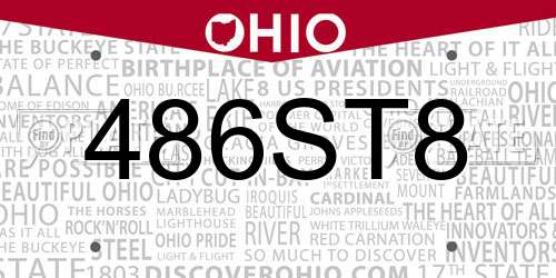 486ST8 Ohio License Plate