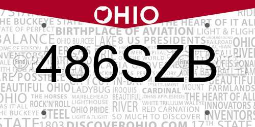 486SZB Ohio License Plate