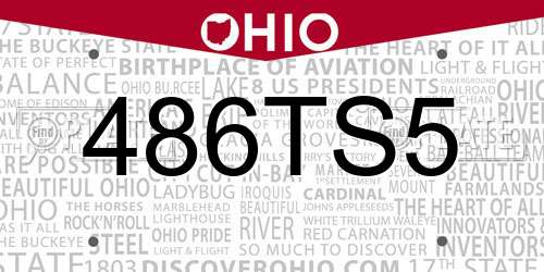 486TS5 Ohio License Plate