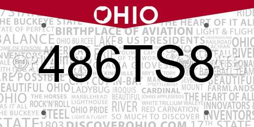 486TS8 Ohio License Plate