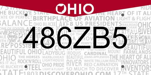 486ZB5 Ohio License Plate
