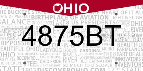 4875BT Ohio License Plate