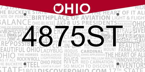 4875ST Ohio License Plate
