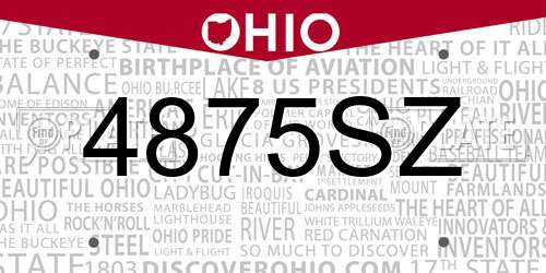4875SZ Ohio License Plate