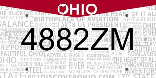 4882ZM Ohio License Plate