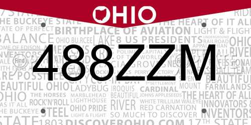 488ZZM Ohio License Plate